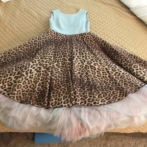 Anna Molinari tule dress pink x blue x leopard